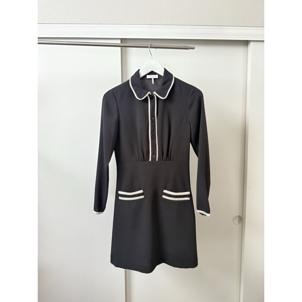 Sandro Paris Contrast Trim Mini Dress – Black